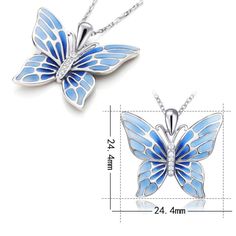 A Flying Blue Butterfly Silver Necklace you can carry everywhere you go, while at the same time you display your support and love for this unique animal. This is perfect for you, or as a gift for a loved one. Limited stock, get yours before they're gone Product details: Material : 925 Sterling Silver Necklace Size: L 0.94'' x W 0.94'' x T 0.13'' ( L 24.4 mm x W 24.4 mm x T 3.39mm) Chain Length: 16.14'' + 1.96'' ( 41 cm +5 cm ) (Included) Free Worldwide Shipping + 100% Money-Back Guarantee Help u Blue Pendant Necklace For Birthday Gift, Adjustable Blue Necklace For Her, Adjustable Blue Necklace As A Gift For Her, Blue Necklace For Mother's Day Gift, Blue Jewelry For Mother's Day Gift, Blue Jewelry Gift For Mother's Day, Blue Jewelry For Best Friend Gift On Mother's Day, Blue Jewelry For Birthday Gift And Mother's Day, Nickel Free Blue Necklace For Gift