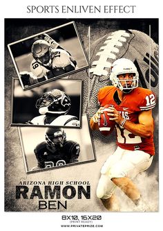 an advertisement for the arizona high school ramon ben football team, featuring photos of athletes