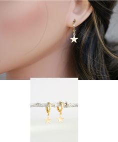 Tiny Star Dangle in 14k gold fill . Gold Star Dangle . ★Then beautiful Earrings consists of -14k gold fill 10mm lever back hook , -14k gold fill Star dangle , -Come up with ribbon gift box and -One set of Care instruction package. It could be sterling silver as well . Disc / Coin Necklace https://www.etsy.com/shop/rainbowearring1?ref=listing-shop2-all-items-count&section_id=22339280 MORE STAR JEWELRY https://www.etsy.com/shop/rainbowearring1?search_query=STAR+NECKLACE ★ What is Gold Filled? Hoop Earrings With Charm, Star Earrings Dangle, Little Hoop Earrings, Star Hoop Earrings, Hoop Earring Set, White Opal Earrings, Gold Star Earrings, Emerald Green Earrings, Earrings Star