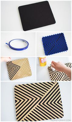 the steps to make this diy geometric rug