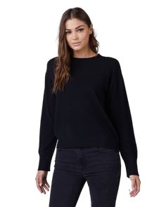 Our women's black cashmere crew neck sweater is light, warm, and supremely soft. Made with a classic, fitted silhouette, this black sweater is made from 12 gauge 100% cashmere. Its premium fibers ensure there's no pilling, and that it will age well after years of wear. DSTLD Crew Neck Sweater Outfit, Womens Black Sweater, Flare Sleeve Sweater, Baby Blue Sweater, Hooded Cardigan Sweater, Cream Knit Sweater, Maroon Sweater, Large Sweaters, Womens Cashmere