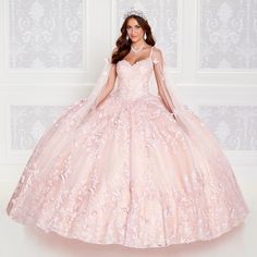 Blush Quinceanera Dress from Princesa by Ariana Vara- PR12261 — Danielly's Boutique Beautiful Ball Gowns, Color Lights, Quince Dress, Quince Ideas, Lace Ball Gowns, Ball Gown Skirt, Evening Dresses Cocktail, Gown Prom, Ball Gowns Prom