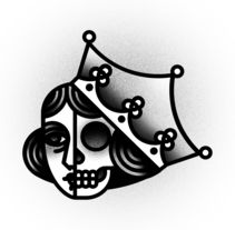 a black and white drawing of a mask