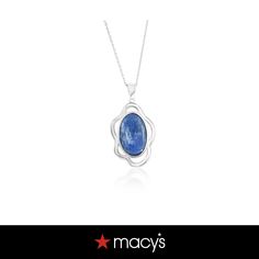 in stock Modern Blue Oval Necklace, Wavy Design, Pick Up, In Store, Buy Online, Pendant Necklace, Sterling Silver, Pendant, Free Shipping