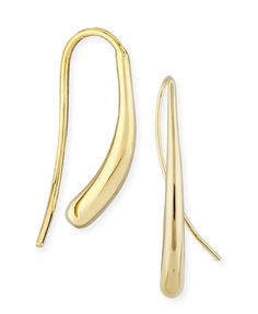 Stylish long fluid teardrop earrings that will last a lifetime. Crafted in 14k yellow gold and perfect to wear all day. Formal Teardrop Jewelry With Polished Finish, Refined Yellow Gold Drop Earrings, Elegant Gold Long Drop Linear Earrings, Classic Pear-shaped Jewelry With Polished Finish, Classic Pear-shaped Polished Earrings, Elegant Shiny Finish Luxury Earrings, Classic Drop Jewelry With Polished Finish, Fine Jewelry Linear Drop Earrings For Formal Occasions, Modern Yellow Gold Teardrop Earrings For Anniversary