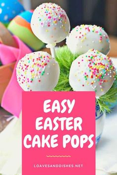 easy easter cake pops with sprinkles in a bowl