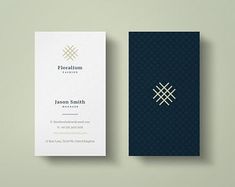 two business cards on top of each other, one with an image of a cross