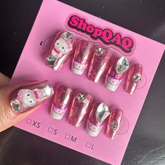 Cartoon Design featuring Hello Kitty, Teddy Bear, Cross, Butterfly Bow False Nails from SHOPQAQ Hello Kitty Teddy Bear, Cross And Butterfly, Hello Kitty Teddy, Cartoon Designs, Butterfly Bow, Adorable Cartoon, Nail Sticker, Bow Design, Us Nails