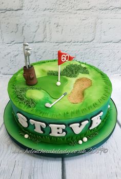 a cake that is shaped like a golf course