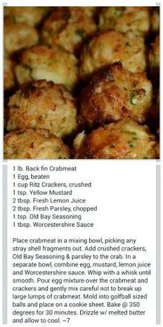 the recipe for crab cakes is shown here