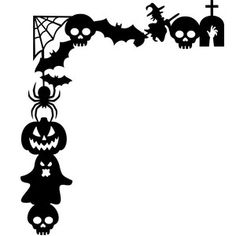 Silhouette Design Store - Search Designs : halloween Halloween Border, Halloween Window Silhouettes, Moldes Halloween, Corner Border, Halloween Frame, Fairy Halloween Costumes, Image Halloween, Halloween Stencils, Cricut Halloween