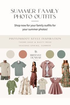 Summer Outfits inspo Earth Tone Family Pictures Outfits Beach, Couple Photo Color Schemes, Late Summer Photo Shoot Outfits, Family Photo Colors Summer, Summer Photoshoot Color Scheme, Family Photo Outfits Mauve, What To Wear Photoshoot Couples, Family Photo Color Palette Summer