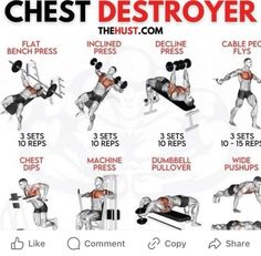 an image of a man doing chest workouts with the text chest destroyer on it