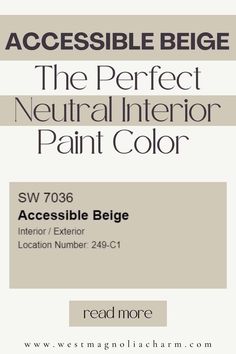 an advertisement for the new neutral interior paint color