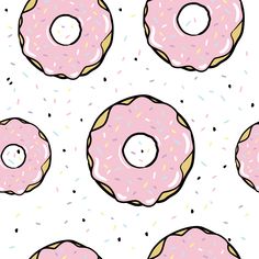 pink donuts with sprinkles on a white background seamless wallpaper