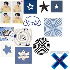 the collage has different images and stars on it