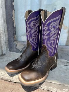 Check out this great looking pair of boots by Roper! For you purple loving cowgirl's like myself, this is a great riding/barn boot or just a nice everyday square toe boot for rocking with your favorite jeans. Square Toe Brown Leather Vamp Removable Insole Rubber Outsole 11” Shaft Height 1.5" Block Heel 15" Circumference of calf Measurements for this boot were taken from a size 9. Please note that measurements may vary by size. Square Toe Cowgirl Boots, Mexican Boots, Barn Boots, Cowgirl Boots Square Toed, Square Toe Western Boots, Purple Square, Bota Country, Purple Boots, Western Store