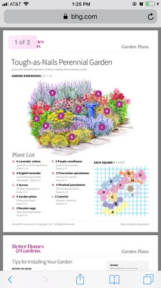an iphone screen showing the website for garden plants, including flowers and other things to see