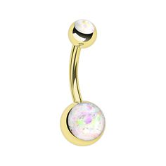 Gold Opal Gleam Belly Bar - Natural Opal Belly Ring Basics. Find it at www.tummytoys.com.au Gold Belly Bar, Opal Belly Button Ring, Opal Navel Piercing, Cheap Nickel-free Belly Rings For Women, Adjustable Nickel-free Pink Belly Rings