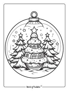 a christmas ornament with trees inside it