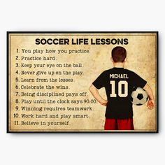 a soccer player's life lessons poster