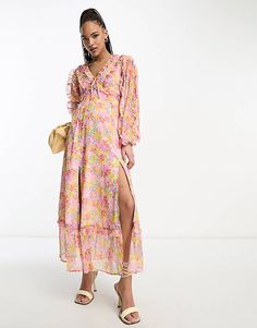 Miss Selfridge chiffon ruffle detail maxi dress in bright ditsy floral | ASOS Spring Floral Print V-neck Maxi Dress, Floor-length Maxi Dress For Daywear In Spring, Spring Floor-length Maxi Dress For Daywear, Floor-length Maxi Dress For Spring Daywear, Spring Daywear Floor-length Maxi Dress, Spring Maxi Dress With Ditsy Floral Print, Maxi Length Dress With Ditsy Floral Print For Spring, Maxi Dress With Ditsy Floral Print For Spring, Chic Ditsy Floral Print Maxi Dress For Spring