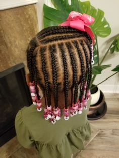 Braided Hairstyles For Infants, Beaded Hairstyles For Kids, Toddler Braids With Beads Kid Hairstyles, Toddler Hairstyles With Beads, Toddler Braids With Beads, Toddler Cornrow Styles, Toddler Braided Hairstyles With Beads, Baby Braid Styles, Toddler Braid Styles