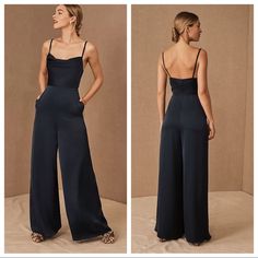 Reposhing This Item I Purchased! Doesn’t Suit The Occasion I Wanted To Wear It, But It’s Beautiful And Deserves A Good Home!! Questions? Leave A Comment Below! Elegant Fitted Overall Pants, Elegant Blue Wedding Jumpsuits And Rompers, Jumpsuit Wedding Guest, Cocktail Wedding Attire, Sleek Wedding, Cocktail Jumpsuit, Jumpsuit Wide Leg, Fame And Partners, Satin Jumpsuit