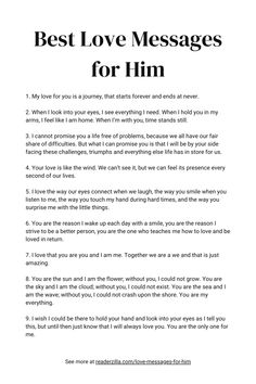 Best Love Messages for Him Printable Expressing Love To Him Text, Cute Morning Texts, Sweet Messages For Boyfriend, Cute Morning, Sweet Quotes For Boyfriend, Kisses Quotes, Love Messages For Him, Best Love Messages