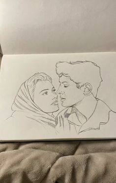 a drawing of a man and woman in love