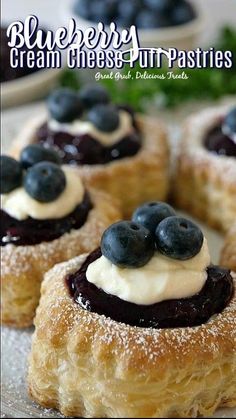 blueberry cream cheese danish pastries on a plate