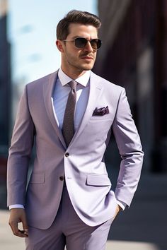 Light Purple Suits For Men, Vardo Suits, Purple Suit Men, Men Formal Wear, Light Purple Wedding, Suit Double Breasted, Men's Business Casual Style, Husband Clothes