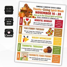 a poster with the words thanksgiving and other things to do in front of it, including an image of a teddy bear