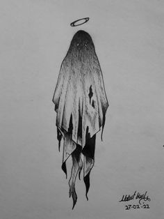 a drawing of a ghost flying through the air