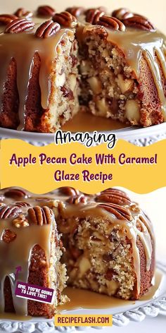 an apple pecan cake with caramel glaze recipe