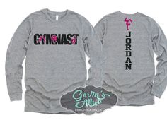 Glitter Gymnast Shirt | Gymnastics Tumbler Shirt| Long Sleeve | Customize with your Colors PLEASE READ BEFORE ORDERING WE CANNOT RUSH ORDERS OR CREATE NEW DESIGNS DURING PEAK SEASON AUG - MAY. IF YOU NEED TO CANCEL PLEASE DO SO WITHIN 24HRS Please read full description before ordering we cannot be responsible for mistakes made by not reading the full description. ORDERING INSTRUCTIONS: 1. Select your Garment Size/Color Each size must be selected separately. Please do NOT leave a list of sizes in Gymnastics Tumbler, Gymnastics Mom Shirt, Gymnastics Shirts, Gymnastics Mom, Baseball Tee Shirts, Name Design, Running Tops, Shirt Long Sleeve, Tumbling