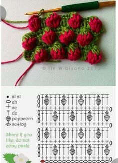 the crochet pattern has been made with yarn