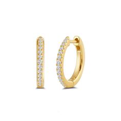 Here is what you need to add just a touch of class to your daily wear. These yellow gold hoop earrings feature a half-circle row of round diamonds in graduated size. The earrings are fastened by a hinged post closure for a comfortable and worry-free fit. White Gold Studs, Half Circle, Eternity Ring Diamond, Touch Of Class, Fancy Color Diamonds, High Jewelry, Gold Platinum, Gold Hoop, Gold Studs