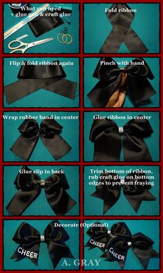 instructions for how to tie a large bow with ribbon and clip on the end,