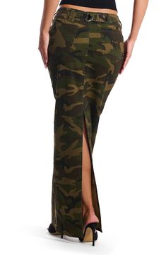 A classic camo pattern heightens the casual appeal of this denim maxi skirt. 40" length Zip fly with button closure Front slant pockets; back patch pockets Back slit Unlined 97% cotton, 3% spandex Hand wash, line dry Imported Naked Wardrobe, Denim Maxi, Skirt Maxi, Denim Maxi Skirt, Maxi Skirt, Camo, Top Brands, Hand Wash, Nordstrom