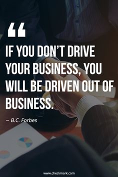 two people shaking hands over a desk with the caption if you don't drive your business, you will be driven out of business