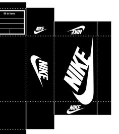 the nike logo is shown in black and white on an open - faced box, which has