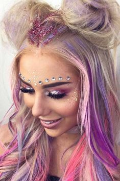 Coachella Make-up, Carnaval Make-up, Coachella Makeup, Make Carnaval, Festival Makeup Rave, Festival Make Up, Festival Makeup Glitter, Party Make-up, Party Makeup Looks