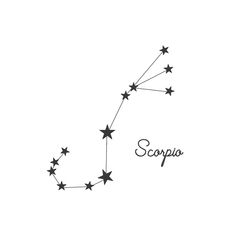 the zodiac sign scorpa is drawn in black and white