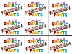 many stickers with the words you're my smarty pants on them