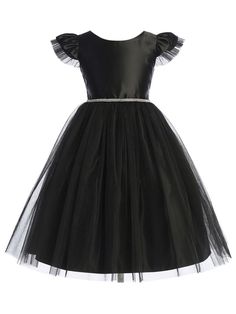 SK910_black_6.jpg?0 Black Tie Event Dresses, Tulle Dress Short, Enchanting Dress, Junior Bridesmaids, Black Sparkly Dress, Girls Black Dress, Junior Bridesmaid Dress, Satin Tulle, Classy Girl