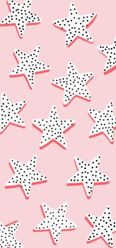 a pink background with black and white stars