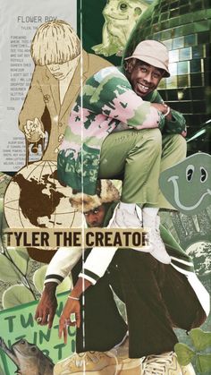 a collage of photos with the words tyler the creator on it and images of people