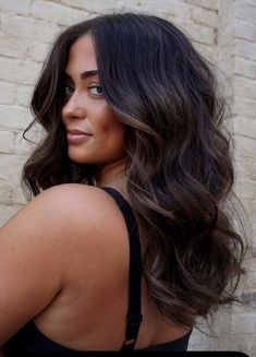 Hair Colors Dark Brown, Hair For 2023, Dark Brown Hair With Caramel, Caramel Highlights On Dark Hair, Hair Color Cherry Coke, Caramel Highlights On Brown Hair, Dark Brown Hair With Caramel Highlights, Black Hair With Brown Highlights, Highlights On Brown Hair