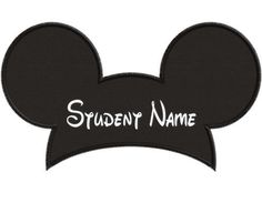 a mickey mouse head with the word disney name embroidered on it's back side